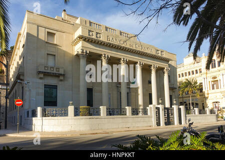 National Bank von Zentralspanien Gebäude, Malaga, Andalusien, Spanien. Stockfoto