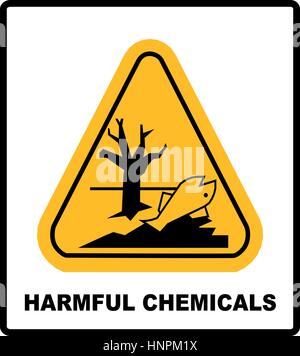 GHS-Gefahrenpiktogramm in gelbes Dreieck - fernzuhalten schädliche Chemikalien gefährlicher aquatische Umwelt, Gefahr Warnung Gefahr Banner, isolierte Vektor Stock Vektor