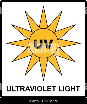 Intensität UV Licht schützen Ihre Augen UV Vektor Aufkleber Label für öffentliche Plätze Stock Vektor