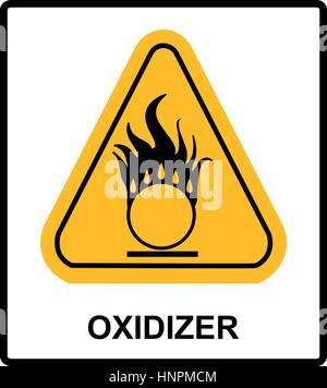 Oxidierende Warnsymbol in gelben Dreieck Informationen Aufkleber für öffentliche Plätze-Vektor-illustration Stock Vektor
