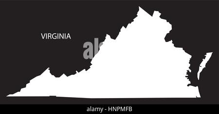 Virginia USA Karte schwarz invertiert silhouette Stock Vektor