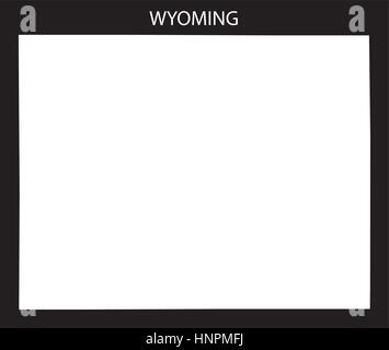 Wyoming USA Karte schwarz invertiert silhouette Stock Vektor