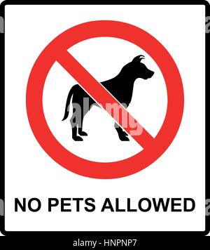 kein Haustier Zeichen Illustration Vektor keine Hunde erlaubt, bitte, Warnung Aufkleber für im Freien und öffentlichen Orten isoliert auf weißem Kreis Stock Vektor
