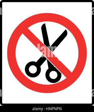 Keine Schere Verbot Zeichen Symbol Vektor-Illustration roter Kreis des Verbots isoliert auf weiß nicht schneiden Stock Vektor