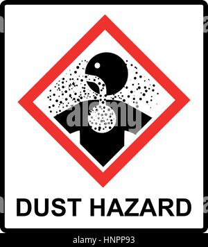 Banner Staub Hazard Gefahrenzeichen, Vektor-Illustration. Warnung Aufkleber Label für öffentliche Plätze in rote Raute Stock Vektor