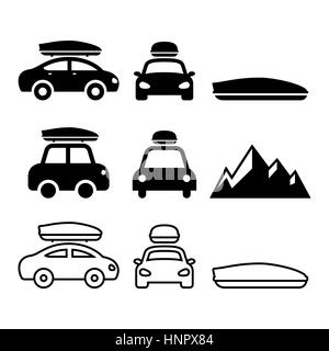 Auto-Dachbox, Dachträger oder Träger-Vektor-Icons set Stock Vektor