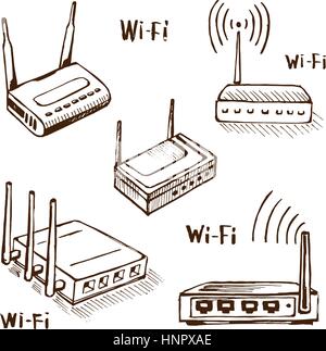 WLAN-Router-Vektor-Skizze Stock Vektor