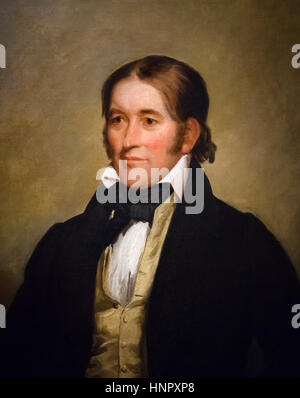 Davy Crockett (1786-1836), Porträt von Chester Harding, Öl auf Leinwand, 1834. Davy Crockett, "King of the Wild Frontier", war ein berühmter amerikanischer Frontiersman und späteren Politiker ein Volksheld in den Vereinigten Staaten wurde. Stockfoto