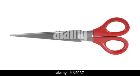 Roter Kunststoff Schere, isoliert auf weißem Hintergrund Stockfoto
