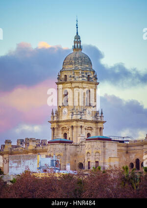 Die Kathedrale von Malaga, Spanien, wurde im Jahre 1782 beendet. Es ist eine der größten Kathedralen des Landes und befindet sich im Zentrum der Stadt. Stockfoto