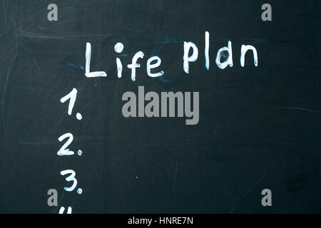 Leben zu planen Satz mit Kreide auf die Tafel geschrieben. Stockfoto