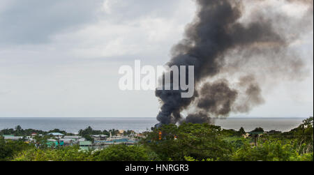 Boot-Explosions- und Brandgefahr Stockfoto