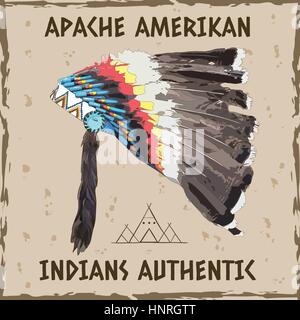 Vektor-Illustration, Zeichnung von einem Häuptling Kopfschmuck von hand Stock Vektor