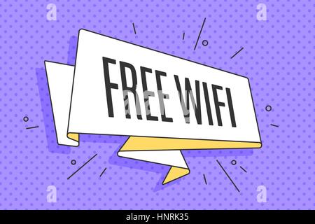Trendige Old-School-Band banner mit Text Free WiFi Stock Vektor