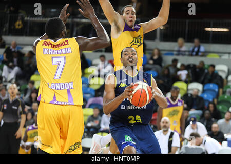 London, UK. 15. Februar 2017. Sheffield Haie verlieren zu London Lions 73-74 in ein sehr enges Spiel bei Kupfer Box, Olympiapark, London...  Kredit Carol Moir/Alamy Live-Nachrichten Stockfoto