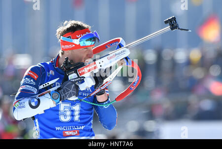 Hochfilzen, Österreich. 16. Februar 2017. Ondrej Moravec aus Tschechien in Aktion während der Männer 20km Einzelbewerb während der Biathlon-Weltmeisterschaft in Hochfilzen, Österreich, 16. Februar 2017. Foto: Martin Schutt/Dpa-Zentralbild/Dpa/Alamy Live News Stockfoto