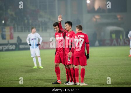 Giurgiu, Rumänien. 16. Februar 2017. Takayuki Seto #8 FC Astra Giurgiu während der UEFA Europa League 2016-2017, Gruppe E Spiel zwischen FC Astra Giurgiu (ROU) und Genk (BEL) an Marin Anastasovici Stadion, Giurgiu, Rumänien ROU. Bildnachweis: Cronos Foto/Alamy Live-Nachrichten Stockfoto