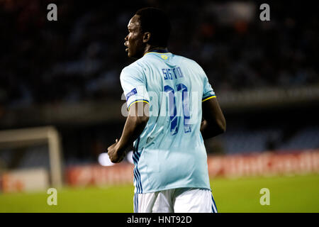 Vigo, Spanien. 16. Februar 2017. PIone Sisto (Forward, Celta Vigo) während des Fußballspiels der Hinspiel der Runde der 32 der UEFA Europa League 2016/2017 zwischen RC Celta de Vigo und FK Shajtar Donezk im Balaidos Stadium am 16. Februar 2017 in Vigo, Spanien. Bildnachweis: David Gato/Alamy Live-Nachrichten Stockfoto