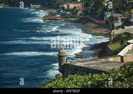 WACHHÄUSCHEN CASTILLO SAN FELIPE DEL MORRO ALTSTADT SAN JUAN PUERTO RICO Stockfoto