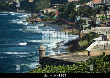 WACHHÄUSCHEN CASTILLO SAN FELIPE DEL MORRO ALTSTADT SAN JUAN PUERTO RICO Stockfoto