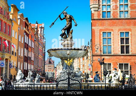 Neptun-Brunnen, Altstadt von Danzig, Polen, Europa Stockfoto