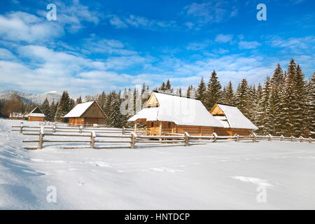 Winter Schneelandschaft, Chocholowska Tal, Tatra-Gebirge, Polen Stockfoto