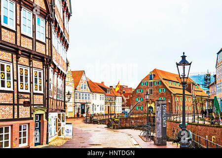 Bin alten Hafen von Stade, Niedersachsen; alten Hafen von Stade, Niedersachsen Stockfoto