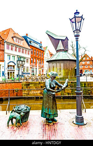 Bin alten Hafen von Stade, Niedersachsen; alten Hafen von Stade, Niedersachsen Stockfoto