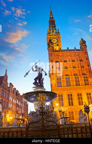 Alte Stadt - Neptunbrunnen Danzig Polen Stockfoto