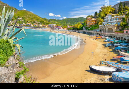 Levanto Beach, Riviera de Levanto, Cinque Terre, Ligurien, Italien Stockfoto