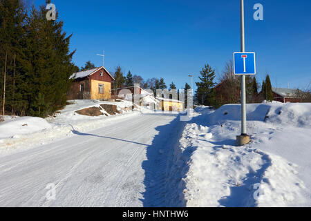 Winter im Vorort, Lappeenranta, Finnland Stockfoto