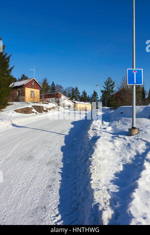 Winter im Vorort, Lappeenranta, Finnland Stockfoto