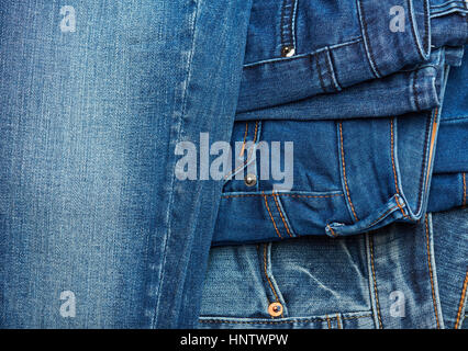 Nahaufnahme von Blue Jeans Textur. Unterschiedliche Art Blue jeans Stockfoto