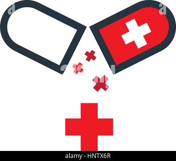 Droge-Kapsel Logo-Design. EPS-8 unterstützt. Stock Vektor