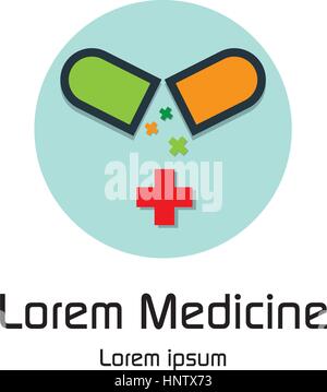 Droge-Kapsel Logo-Design. EPS-8 unterstützt. Stock Vektor