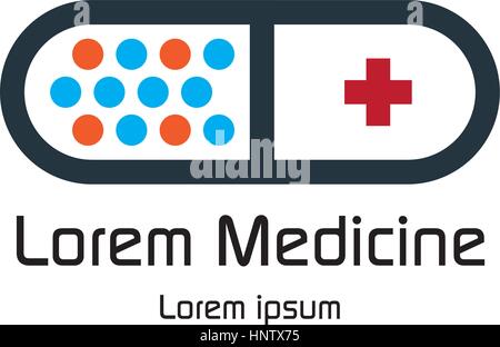 Droge-Kapsel Logo-Design. EPS-8 unterstützt. Stock Vektor