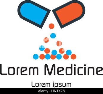 Droge-Kapsel Logo-Design. EPS-8 unterstützt. Stock Vektor