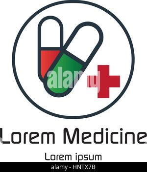 Droge-Kapsel Logo-Design. EPS-8 unterstützt. Stock Vektor