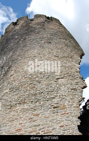 Ruine des Turms, Caerphilly Castle, Wales, Großbritannien Stockfoto