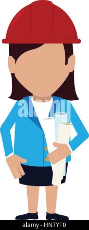 Silhouette Frau Ingenieur mit Helm-Vektor-illustration Stock Vektor