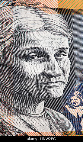 Porträt der Edith Cowan - australische 50 Dollar Bill closeup Stockfoto