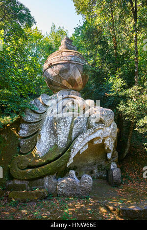 Statue des Leiters der Proteus, Sohn des Neptun, c. 1513-84, dem Park der Monster oder das heilige Holz von Bamarzo, Italien Stockfoto