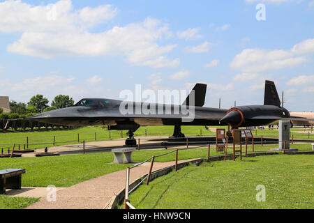 Eine Lockheed SR-71A Blackbird auf dem Display an der Barksdale Global Power Museum, auf Barksdale AFB, Louisiana Stockfoto