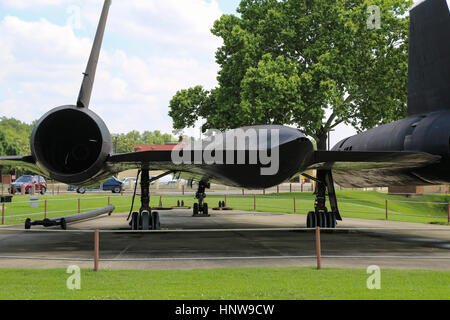 Eine Lockheed SR-71A Blackbird auf dem Display an der Barksdale Global Power Museum, auf Barksdale AFB, Louisiana Stockfoto