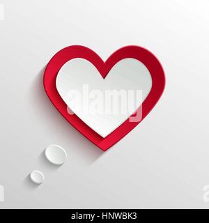 Sprechblase. White Paper Heart mit Schatten. Valentinstag Hintergrund Stock Vektor