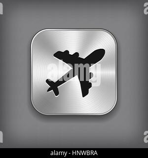 Flugzeug-Symbol - Taste "Vektor Metall app" Stock Vektor