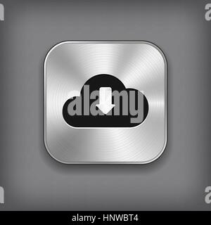 Cloud-computing-Download-Symbol - Taste "Vektor Metall app" mit Schatten Stock Vektor