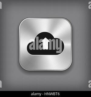 Cloud-computing-Upload-Symbol - Taste "Vektor Metall app" mit Schatten Stock Vektor