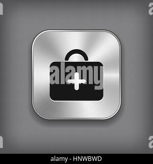 Erste-Hilfe. Medizinischen Kit Symbol - Taste "Vektor Metall app" mit Schatten Stock Vektor