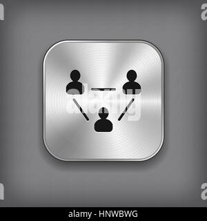 Benutzer-Gruppe Netzwerksymbol - Vektor-Metall app-Schaltfläche mit Schatten Stock Vektor